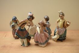 A group of six Lladro porcelain figurines/figures comprising 'Little Peasant Girl' model number 2331