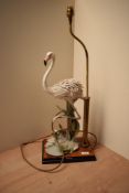 A large limited edition Capo-Di-Monte porcelain Flamingo modelled as a lamp, signed and dated to