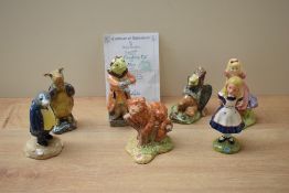 Seven Beswick Pottery Alice Series figures/figurines comprising 'Alice', 'Alice' LC 2 1445/2500, '