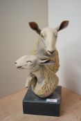 After J.Anne Butler of Keswick, a limited edition bust depicting a group of sheep, model number 42/