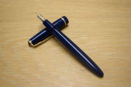 A Parker Victory aerometric fill fountain pen in Blue with decorative cap band with Parker 14K