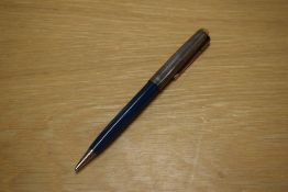 A Parker 51 Propelling pencil in Teal with Rolled Silver cap and gold trim