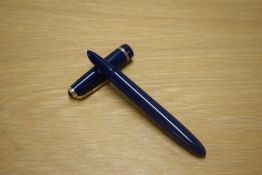 A Parker Lady aerometric fill fountain pen in Blue with decorative cap band
