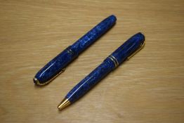 A Conway Stewart Dinkie series cartridge converter fill fountain pen and Ballpoint pen in Ocean Blue