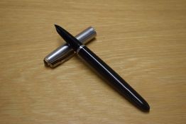 A Parker 51 vacumatic fill fountain pen in Black with lustraloy cap with gold blue diamond clip