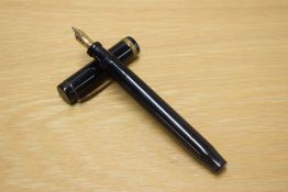 A Parker Duofold Special Senior button fill fountain pen in Black with single wide cap band having