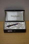 A boxed Conway Stewart 100 twist fill fountain pen in Nebula Twist No378/018 with a wide and two
