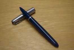 A Parker 51 aerometric fill fountain pen in Teal with Lustraloy cap