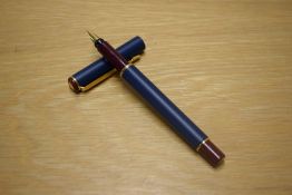 A Parker 88 Rialto converter fill fountain pen in Matte Blue and Maroon