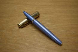 A Parker 100 converter fill fountain pen in Diamond Blue with a Gold cap