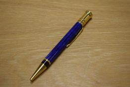 A Parker Duofold ballpoint pen in lapis lazulii