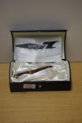 A boxed Conway Stewart 100 twist fill fountain pen in Lava No543/032 with a wide and two narrow