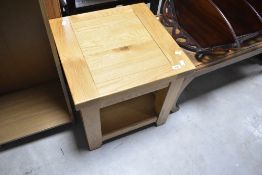 A modern golden oak occasional table, approx. 50 x 50cm