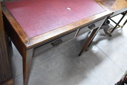 An Edwardian oak side table/desk, width approx. 89cm