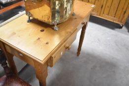 A modern pine two drawer side table, width approx. 92cm