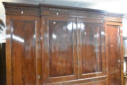 A 19th Century mahogany breakfront wardrobe, width approx. 213cm, height 225cm