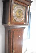 An 18th Century and later oak long cased clock having 30 hr movement with brass dial named for