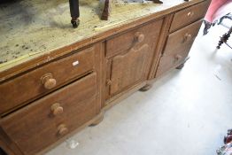 A Victorian scumbled pine sideboard, width approx. 177cm