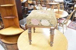A Victorian mahogany stool having tapestry seat, approx. 38 x 38cm