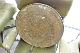 A folding brass top occasional table, diameter approx. 59cm