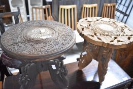 Two carved occasional tables
