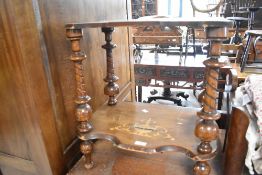 A 19th Century inlaid two tier etage (possibly cut down from whatnot), width approx. 50cm
