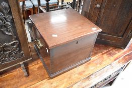 A Victorian mahogany showmans/salesmans style box, approx width 39cm