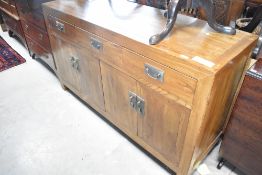 An Oriental hardwood sideboard, width approx. 150cm