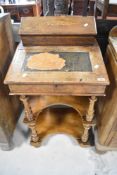 A 19th Century walnut davenport desk, width approx. 53cm