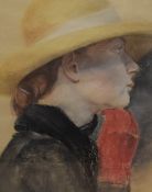 K Alphen (20th/21st century) pastels, side profile portrait and a woman, signed lower right,