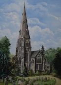 Local interest* Rex Marsden (British 20th/21st century) oil on canvas, St Mary's Church, Ambleside