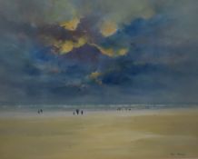 Kevin Stanley (South African b.1954) oil on board, coastal beach scene with figures, signed lower