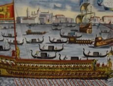 After Stefano Scolari (1652- 691) lithographic print, depicting the Bucintoro in navigation in front