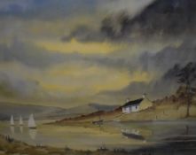 Berkeley Lowndes Moir (British 1912-2006) watercolour, autumnal coastal scene, signed and dated 91