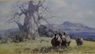After David Shepherd (British 1931-2017) limited edition colour print 'Rhino Reverie' signed and