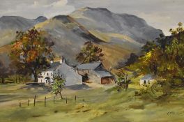 Local interest* Fred McJannet (British 20th century) oil on canvas, Lakeland landscape with farm,