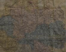 A framed G.W Bacon & Co map of Cumberland & Westmorland, reduced from The Ordnance survey, within