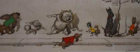 After Boris O'Klein (French 1893-1985) Dirty Dogs of Paris, a group of six coloured prints, each