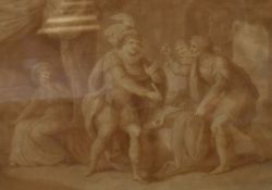 After William Wynne Ryland (1733-1783, British), sepia print, 'The Origin of Horn Fair, Held at