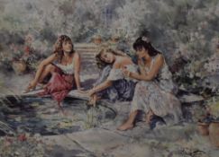 Gordon King (British 1939-2022) coloured artists proof 'Dreams' depicting three women relaxing