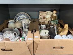 A large collection of ceramics and collectables in two cartons including a small selection of blue