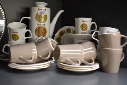 A J&G Meakin Studi Amulet pattern coffee set, comprising six cups, six saucers, coffee pot, sugar