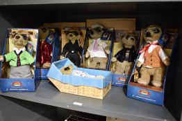 A collection of seven assorted Compare the Meerkats including Miaya, Aleksandr, Sergei and baby Oleg