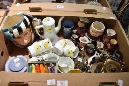 A pretty Noritake coffee set having a vibrant yellow poppy design (15), a large Royal Doulton Toby