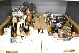 A large assortment of collectibles in two cartons including a Border Fine Arts Siamese cat study,