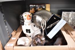 A miscellaneous selection of items including an Arthur Wood Staffordshire Spaniel, a Roundhead