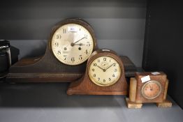 A large 20th century Napoleon hat mantel clock, L55cm, sold together with a smaller Napoleonic style