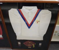 Great Britain Rugby League Cap, Shirt with two enamelled badges, 1950's Shirt and Cap, name plate