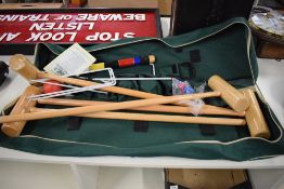 A modern Jacques London Croquet Set, in canvas case, appears complete, carry handle damaged
