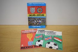 World Cup Programme and International Programmes, 1970 Mexico, 1975 England V Scotland, 1976 England
